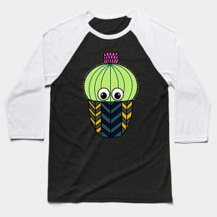 Cute Cactus Design #278: Cute Barrel Cactus In Patterned Pot Baseball T-Shirt